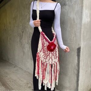 Handmade Upcycled Vintage Fringe Lace Purse